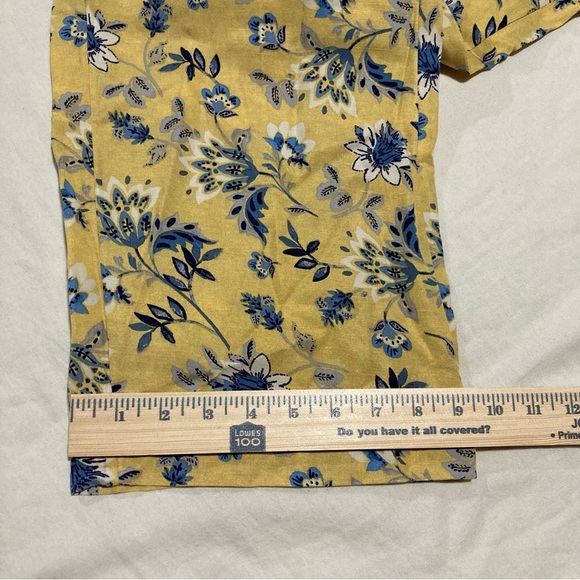Coldwater Creek Linen Blend Yellow Pull On Pants with Blue Floral Design - Picture 7 of 15